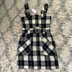Checkered buckle plaid dress